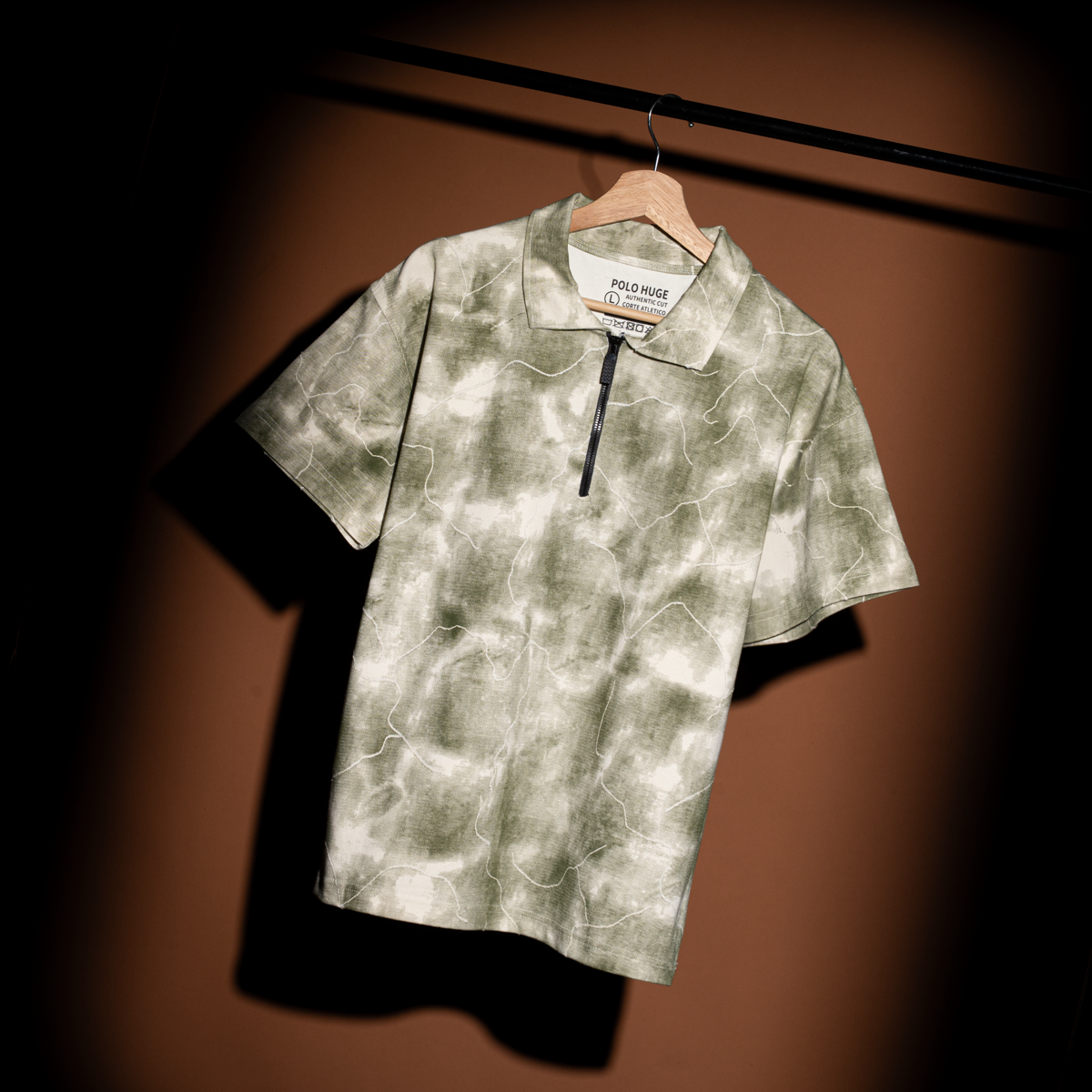Half Zipper Striped Interlock T-Shirt